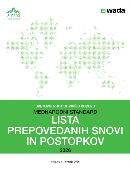 Lista prepovedanih snovi in postopkov 2026